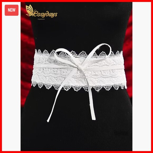 Adjustable Lace Obi Waist Belt, Free Size, Faux Leather Wrap Corset main image 4